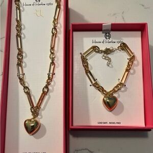 House of Harlow 1960 Gold and Silver Heart Necklace